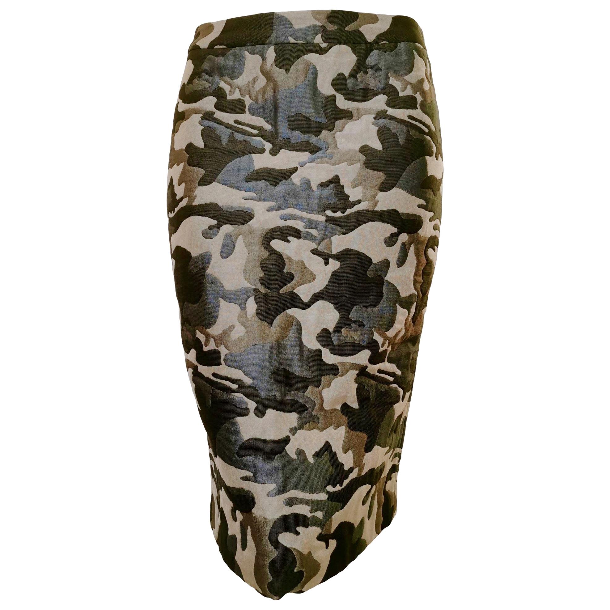 Alexander McQueen Vintage 1990's Quilted Camouflage Fitted Skirt  For Sale