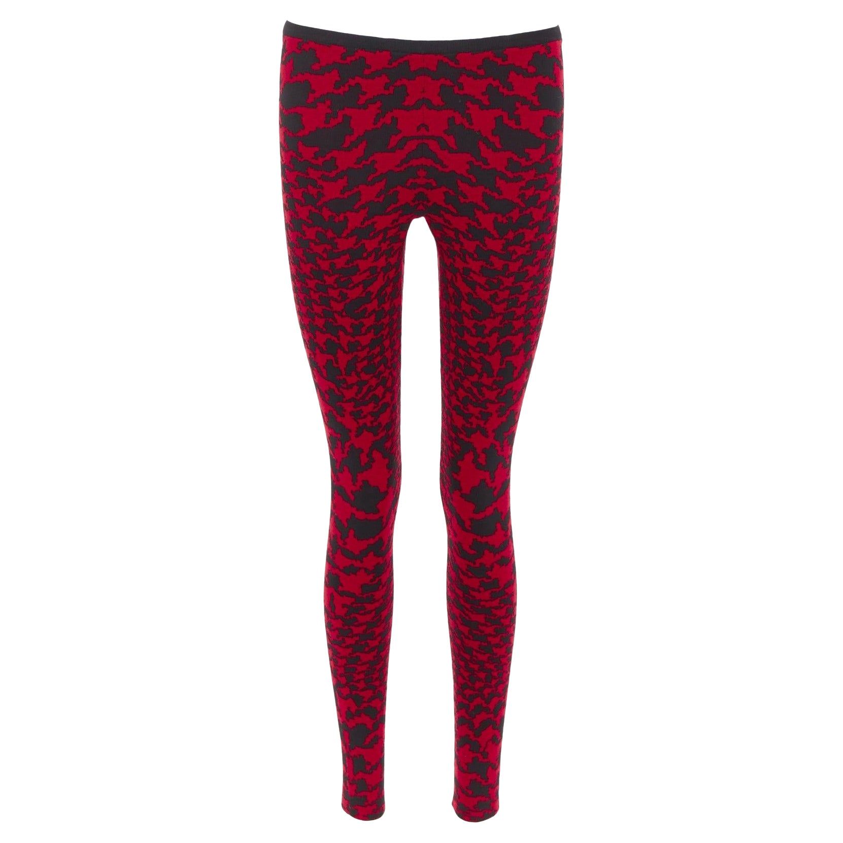 ALEXANDER MCQUEEN Vintage 2009 Horn Plenty houndstooth knit leggings XS