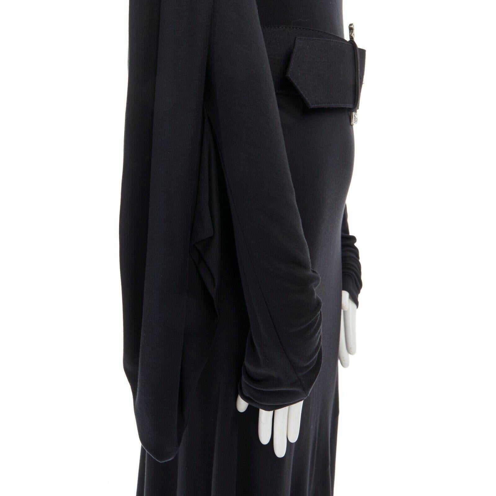 ALEXANDER MCQUEEN Vintage AW06 Culloden black draped sleeves belted dress IT42 M 5