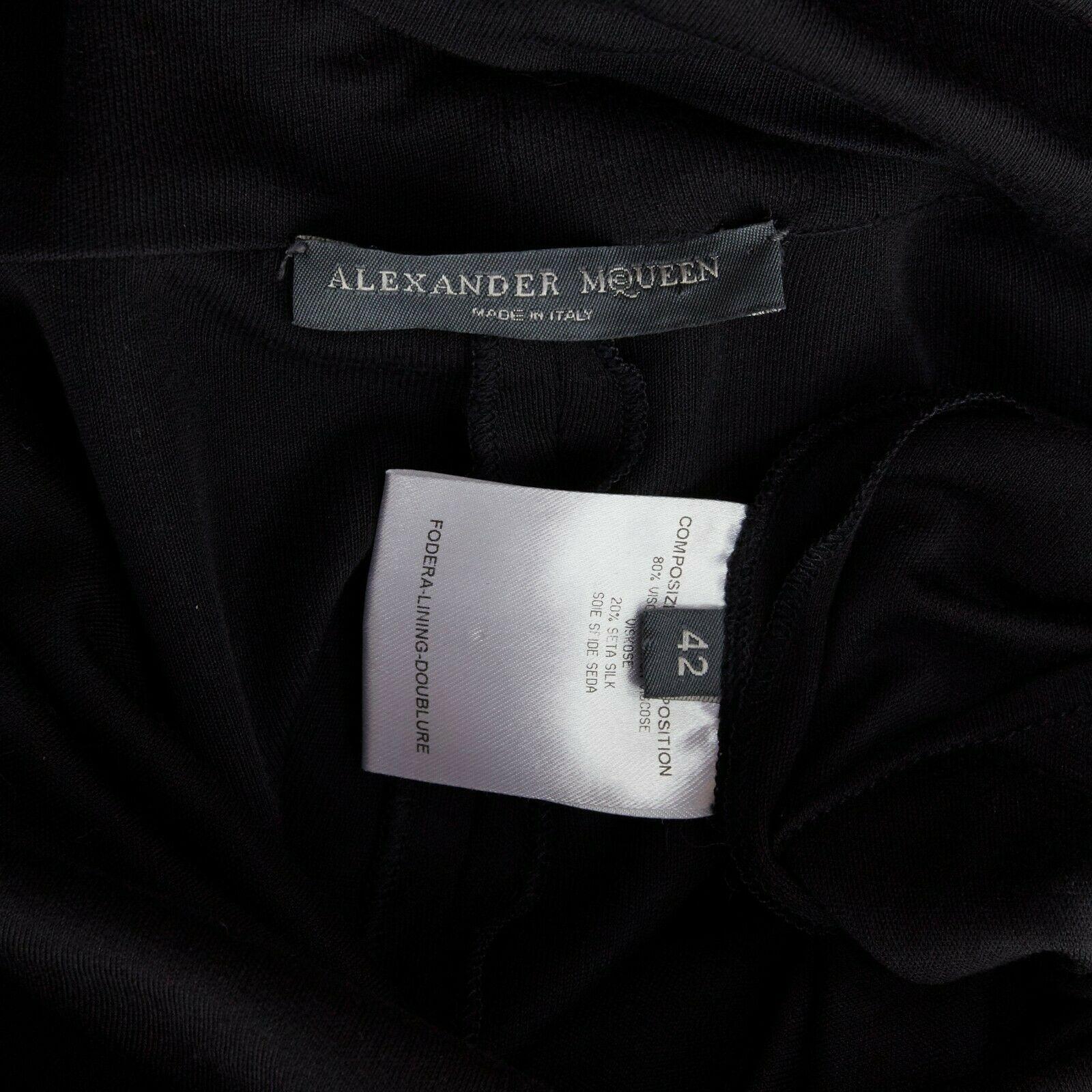 ALEXANDER MCQUEEN Vintage AW06 Culloden black draped sleeves belted dress IT42 M 6