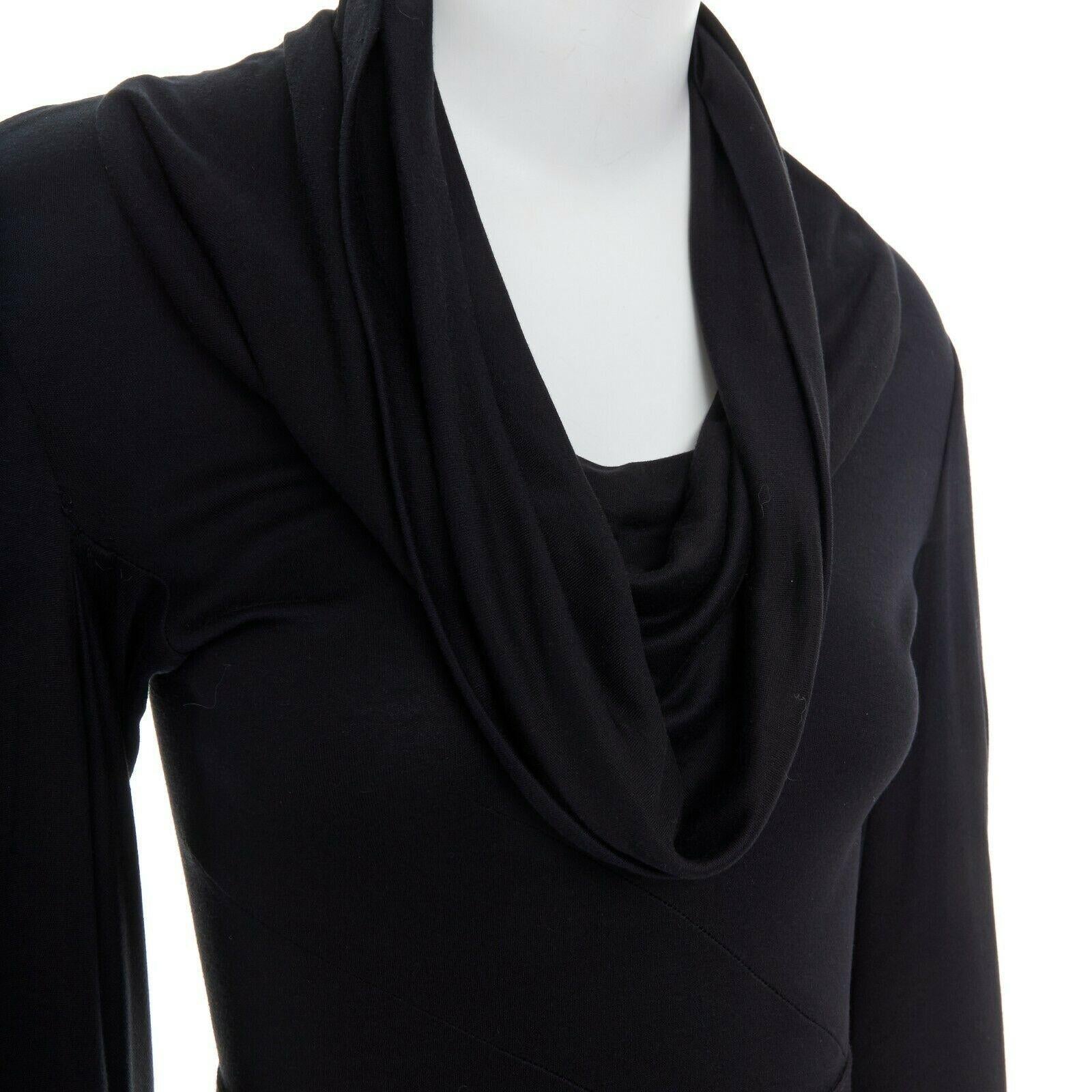 ALEXANDER MCQUEEN Vintage AW06 Culloden black draped sleeves belted dress IT42 M 4