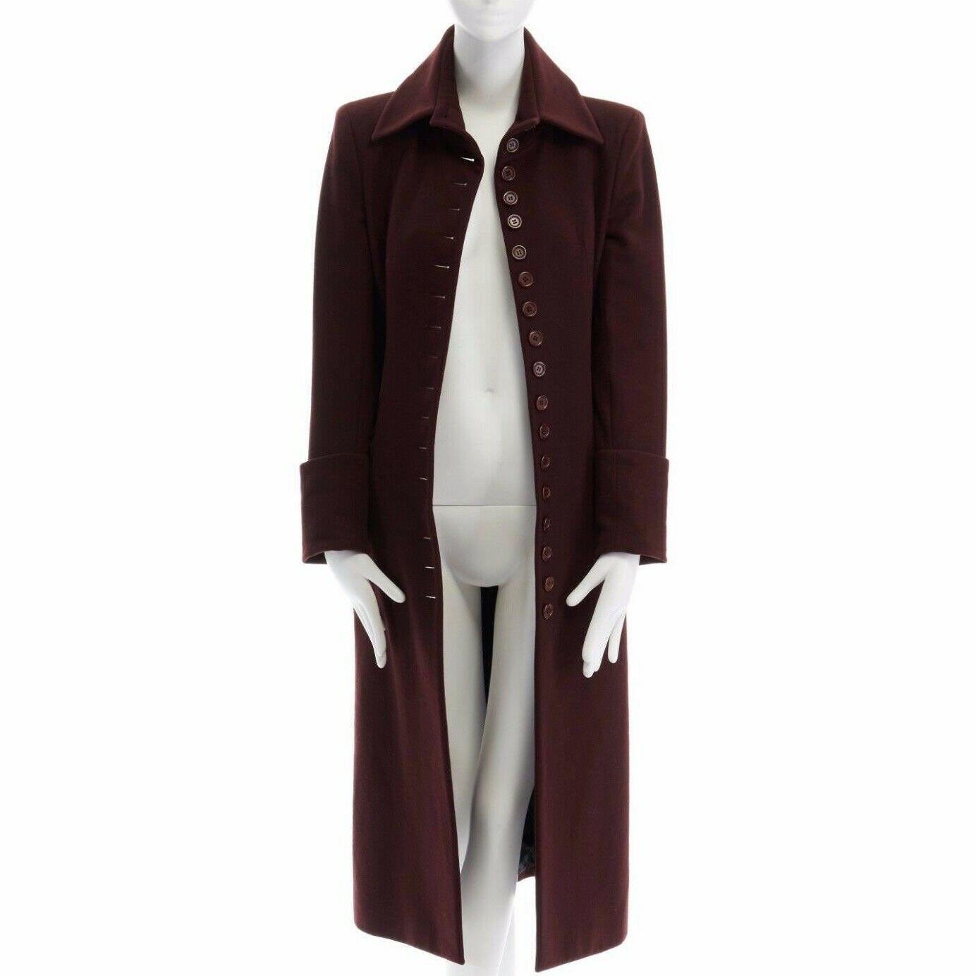 ALEXANDER MCQUEEN Vintage AW98 Joan red wool victorian button down coat IT40 S In Excellent Condition In Hong Kong, NT