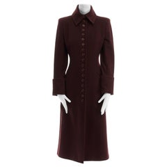 ALEXANDER MCQUEEN Vintage AW98 Joan red wool victorian button down coat IT40 S