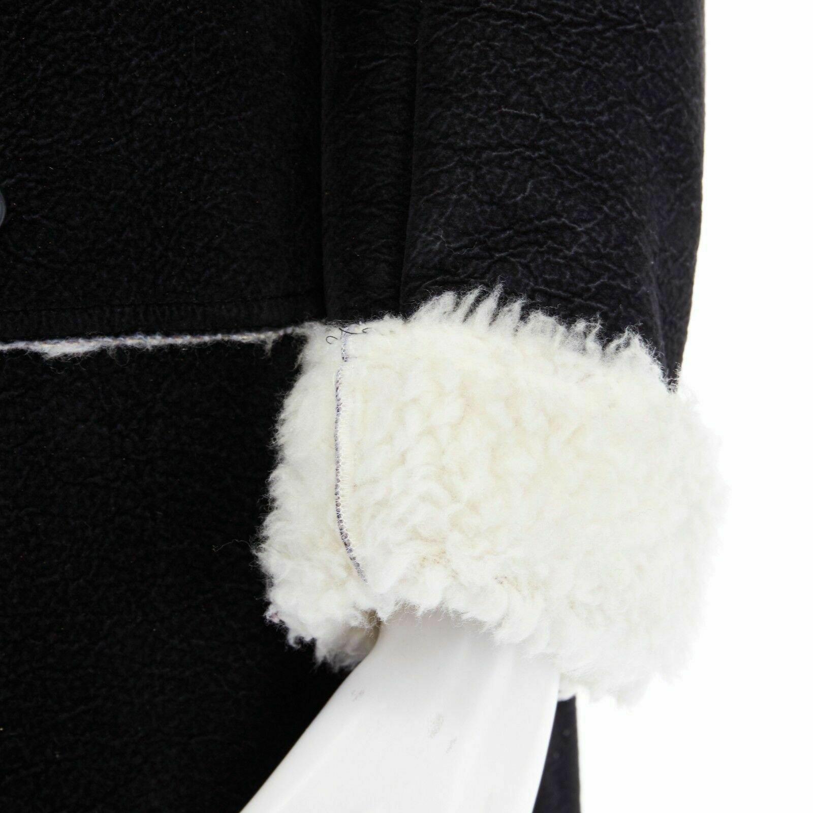 ALEXANDER MCQUEEN Vintage black faux shearling lined long coat jacket IT42 US4 S 5