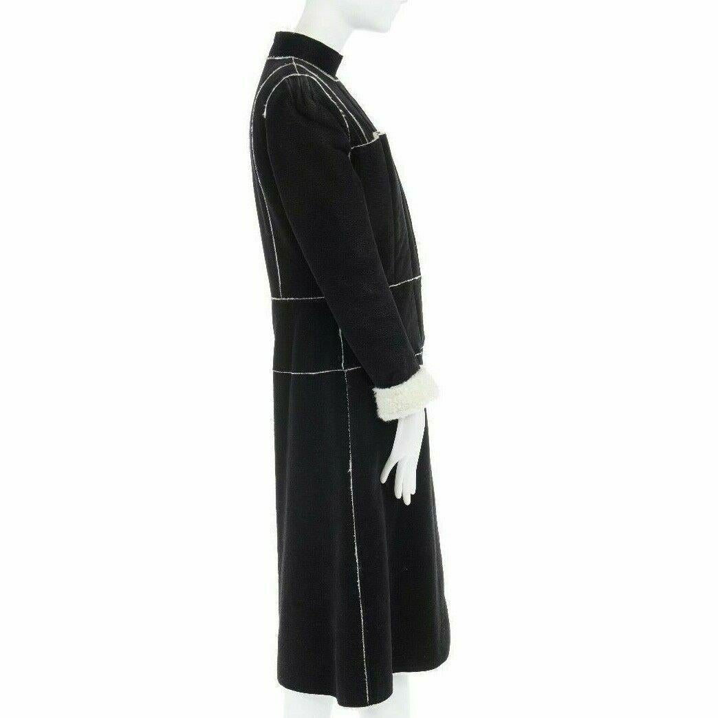 ALEXANDER MCQUEEN Vintage black faux shearling lined long coat jacket IT42 US4 S 1