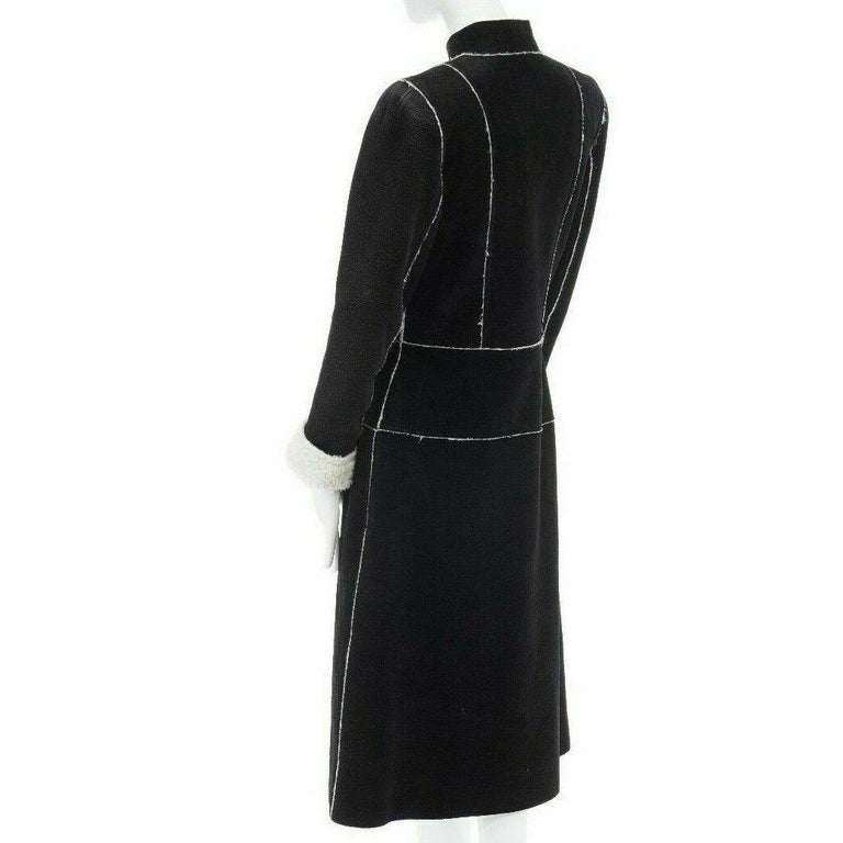 ALEXANDER MCQUEEN Vintage black faux shearling lined long coat jacket ...