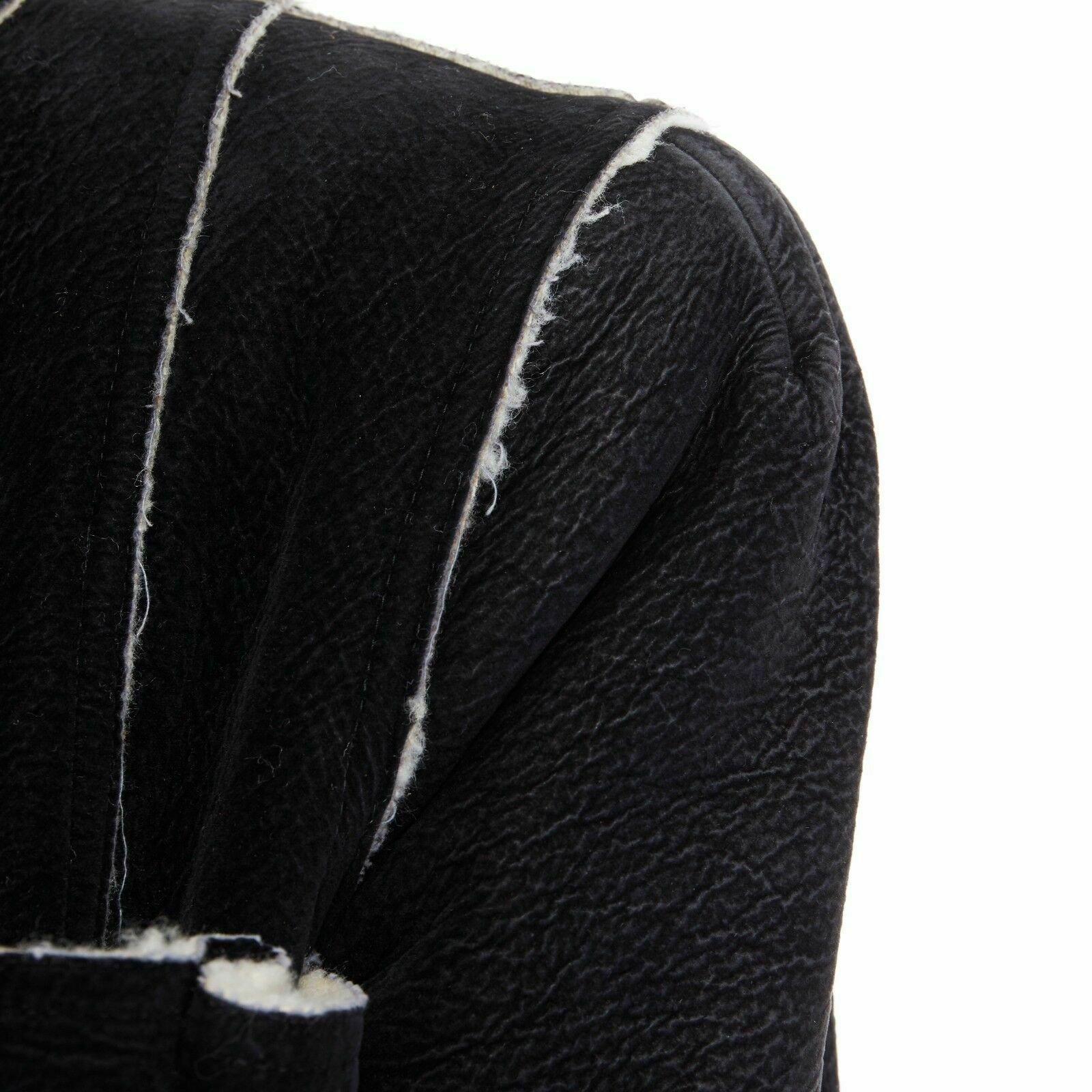 ALEXANDER MCQUEEN Vintage black faux shearling lined long coat jacket IT42 US4 S 3