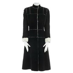 ALEXANDER MCQUEEN Vintage black faux shearling lined long coat jacket IT42 US4 S