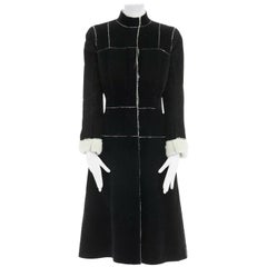 ALEXANDER MCQUEEN Vintage black faux shearling lined long coat jacket IT42 US4 S