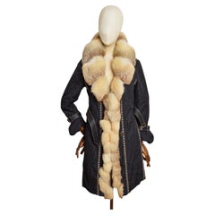 Alexander McQueen Trench afgano in pelliccia di volpe nera vintage