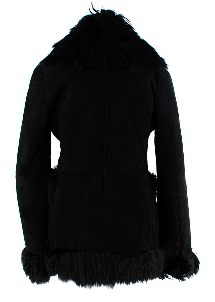 Nero Giacca vintage in pelle scamosciata e pelliccia di capra di Alexander McQueen in vendita