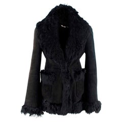 Alexander McQueen Vintage Black Suede & Goat Fur Jacket