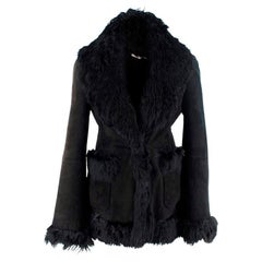Giacca vintage in pelle scamosciata e pelliccia di capra di Alexander McQueen