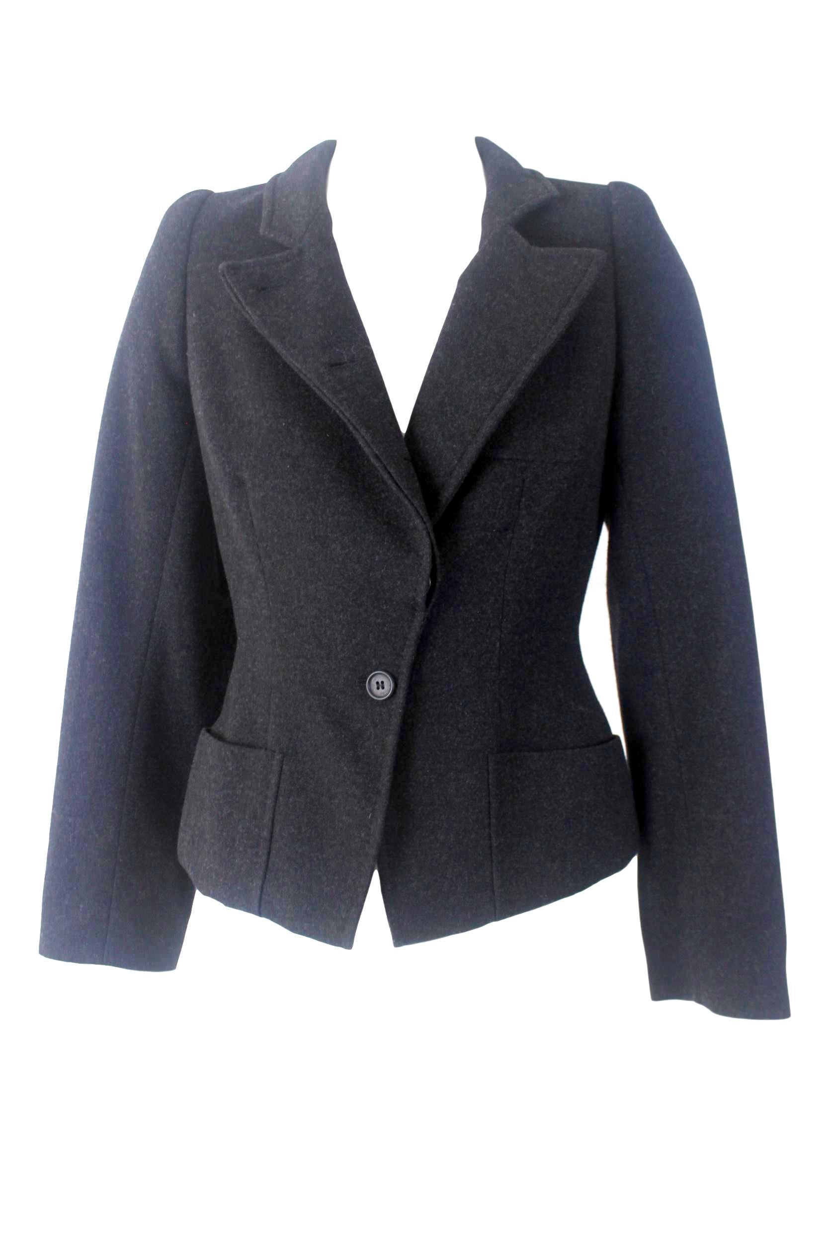 Women's Alexander McQueen Vintage Black Wool and Cashmere Jacket For Sale