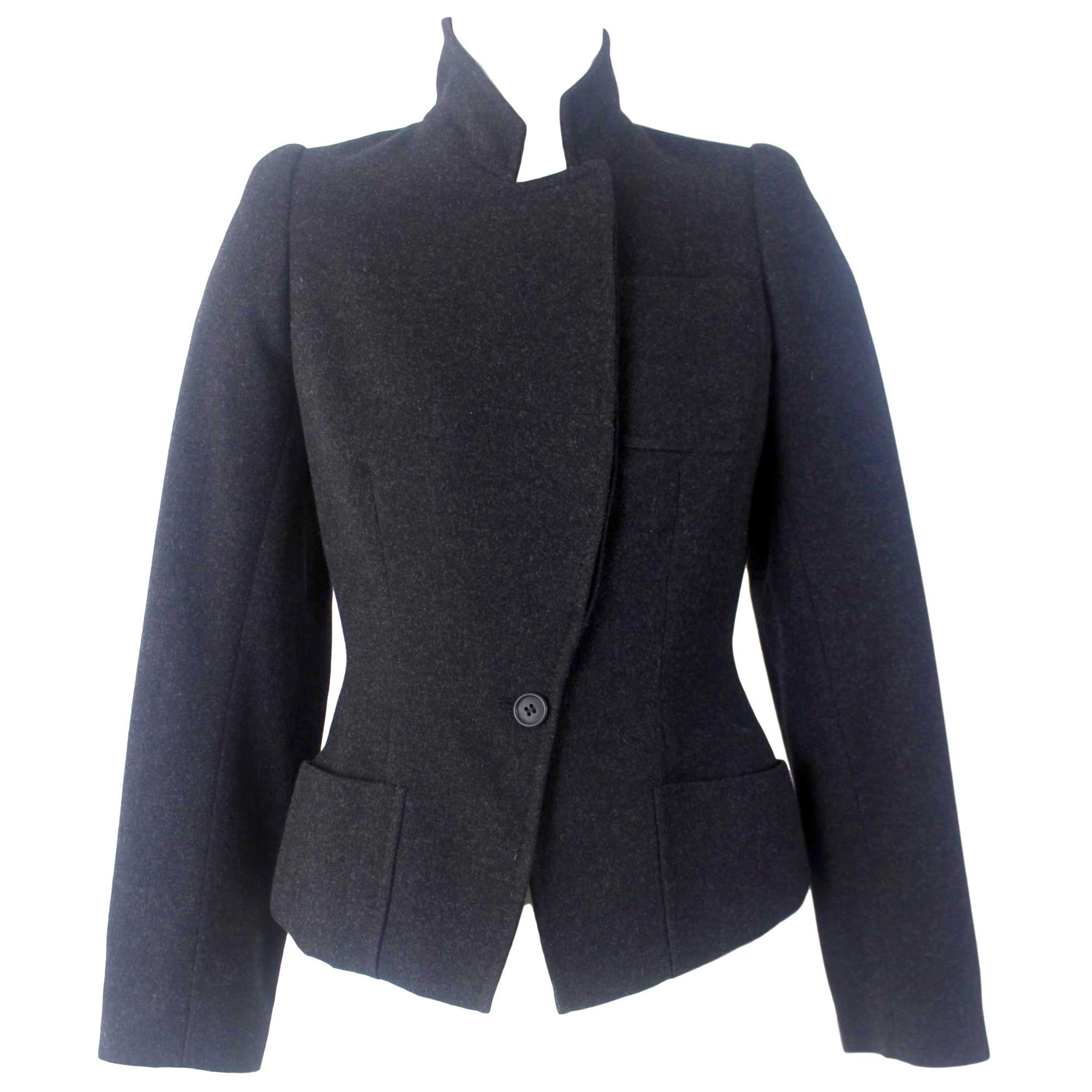 Alexander McQueen Vintage Black Wool and Cashmere Jacket For Sale