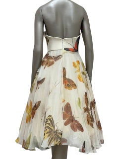 Alexander McQueen Vintage-Seidenkleid mit Schmetterlingsmuster, Größe IT 40