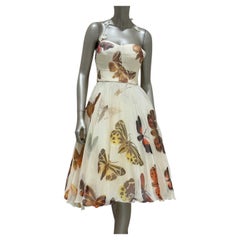 Alexander McQueen Vintage-Seidenkleid mit Schmetterlingsmuster, Größe IT 40