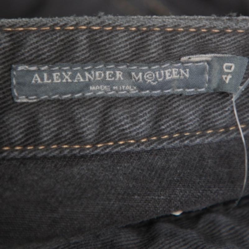 Black Alexander McQueen Vintage Dark Grey Sanded Denim Straight Leg Jeans S For Sale