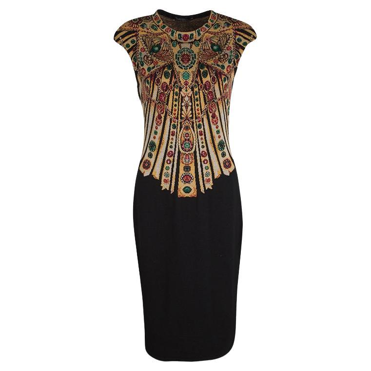 Alexander McQueen - Robe en maille intarsia avec bijou vintage en vente
