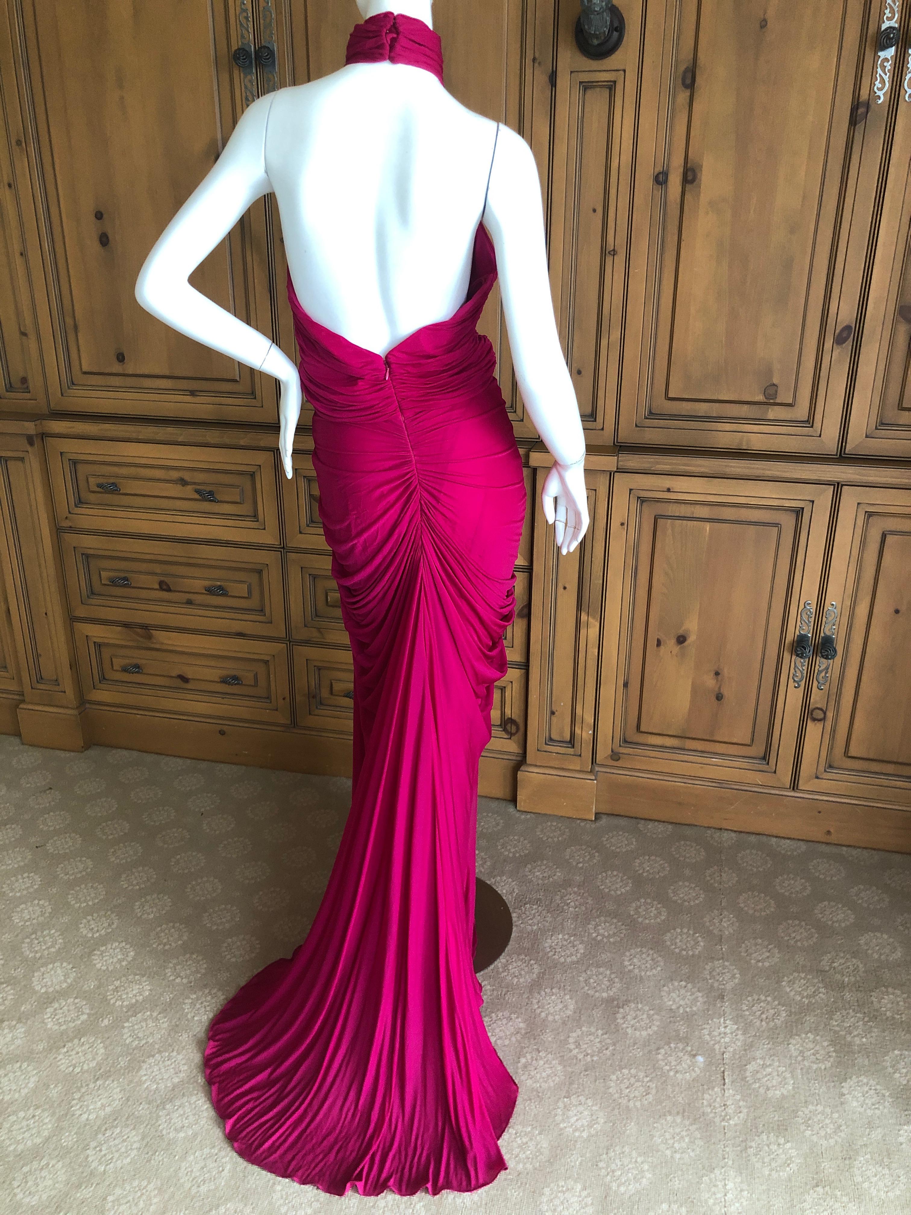 Alexander McQueen Fuscia Keyhole Halter Style Evening Dress with Fishtail Train.
So pretty
Size 42
  Bust 36