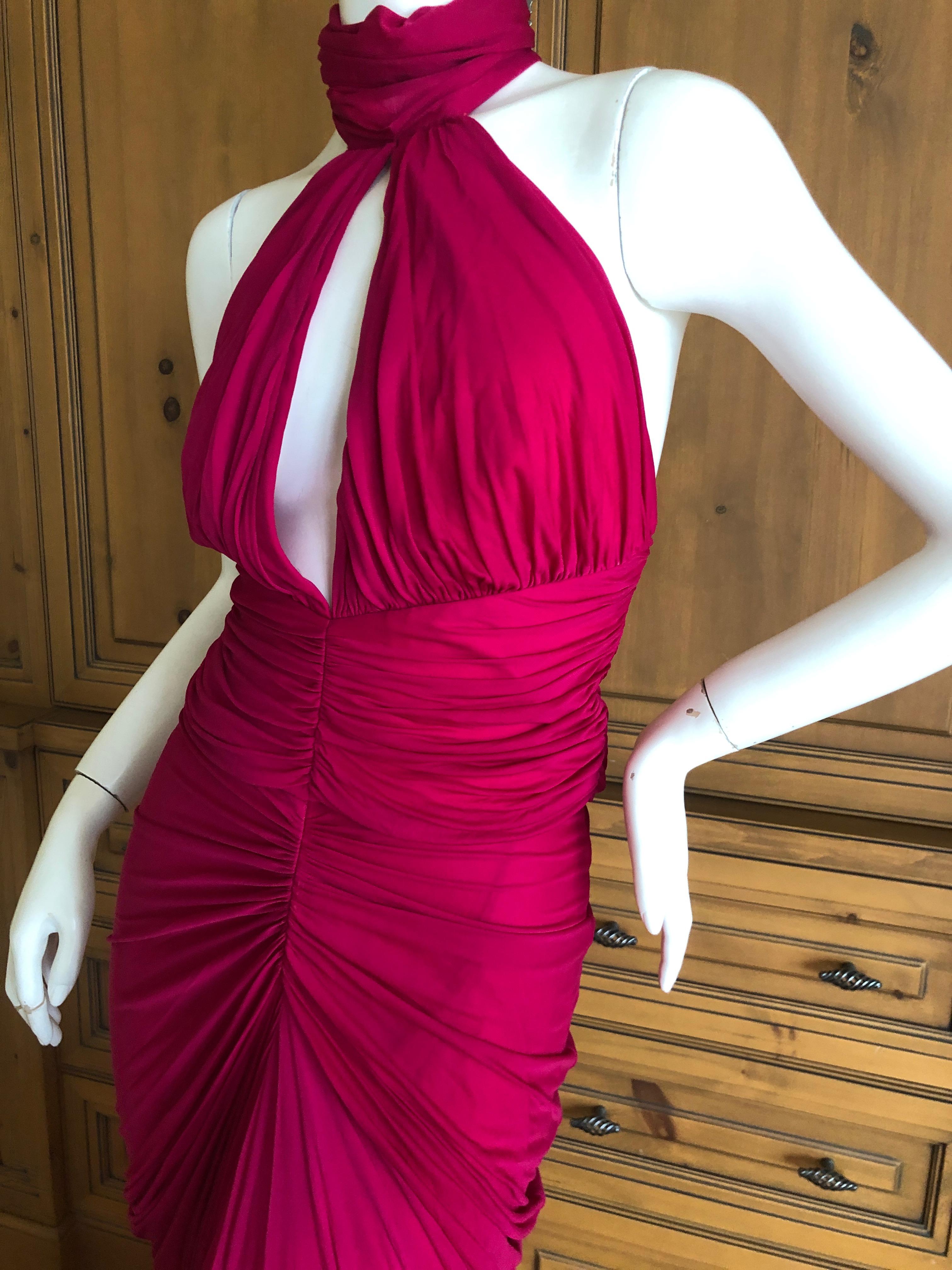 Alexander McQueen Vintage Keyhole Halter Style Evening Dress w Fishtail Train In Excellent Condition For Sale In Cloverdale, CA