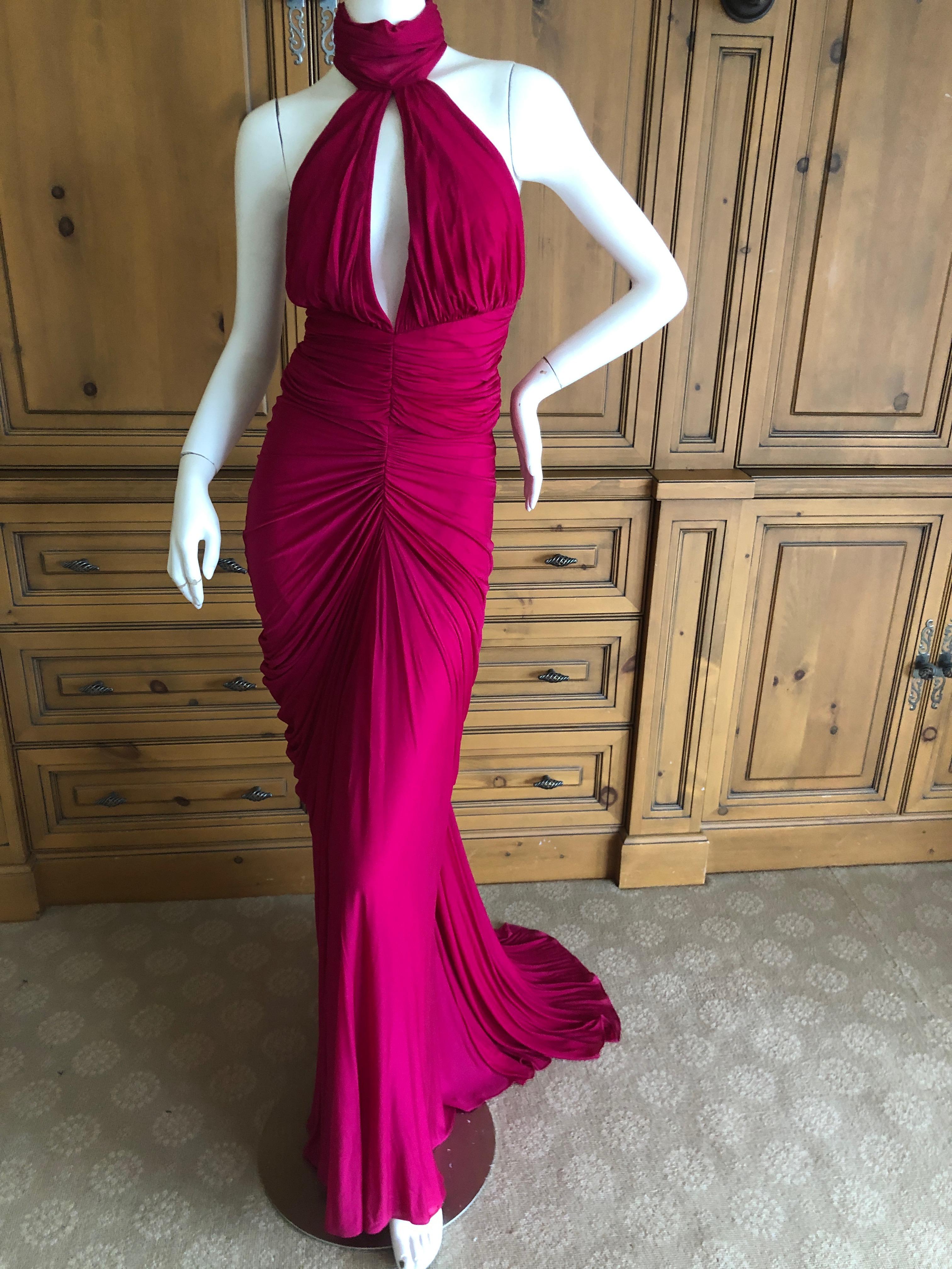 Alexander McQueen Vintage Keyhole Halter Style Evening Dress w Fishtail Train For Sale 1