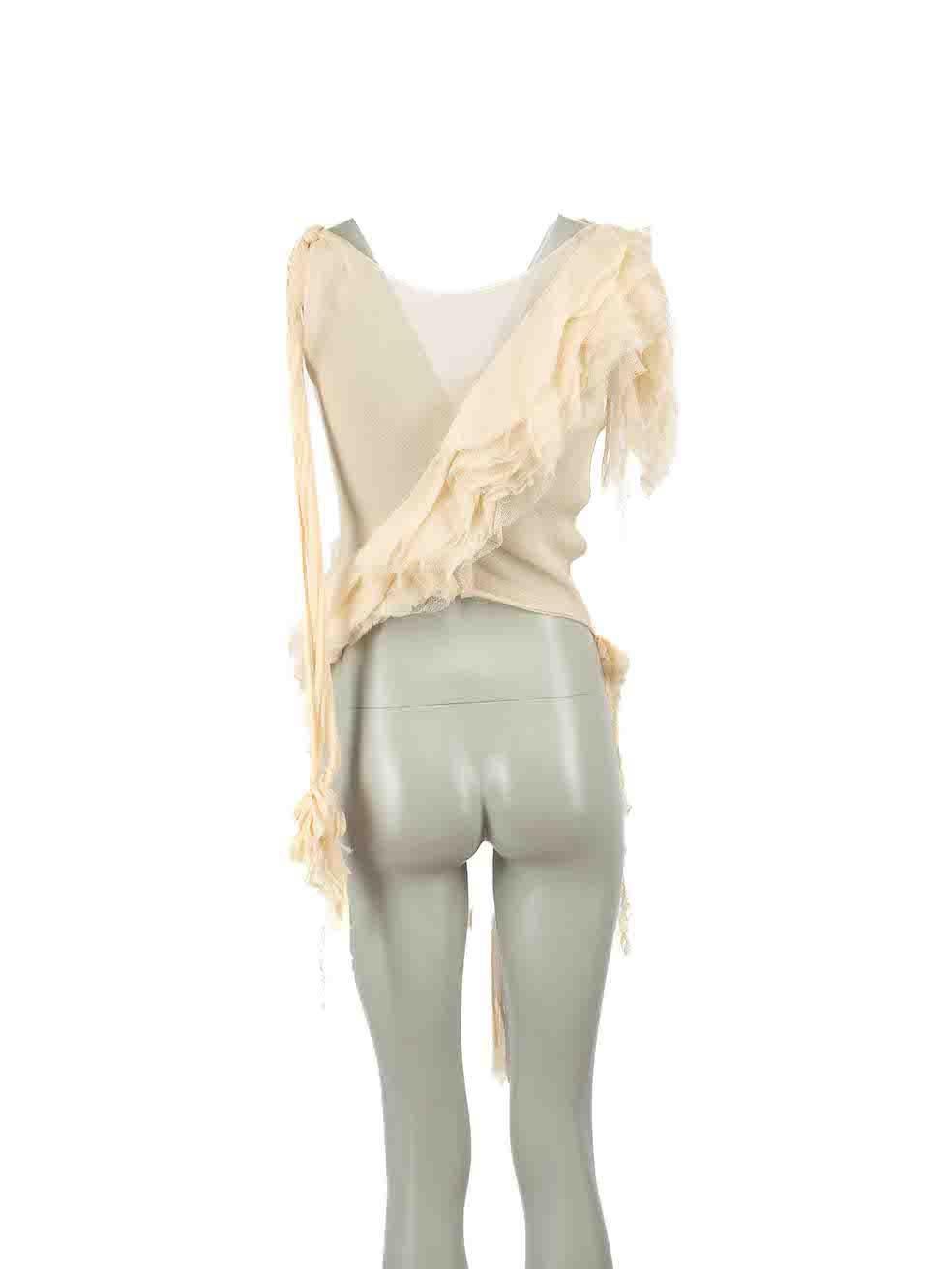 Beige Alexander McQueen Vintage S/S 2003 Ecru Silk Top Size M