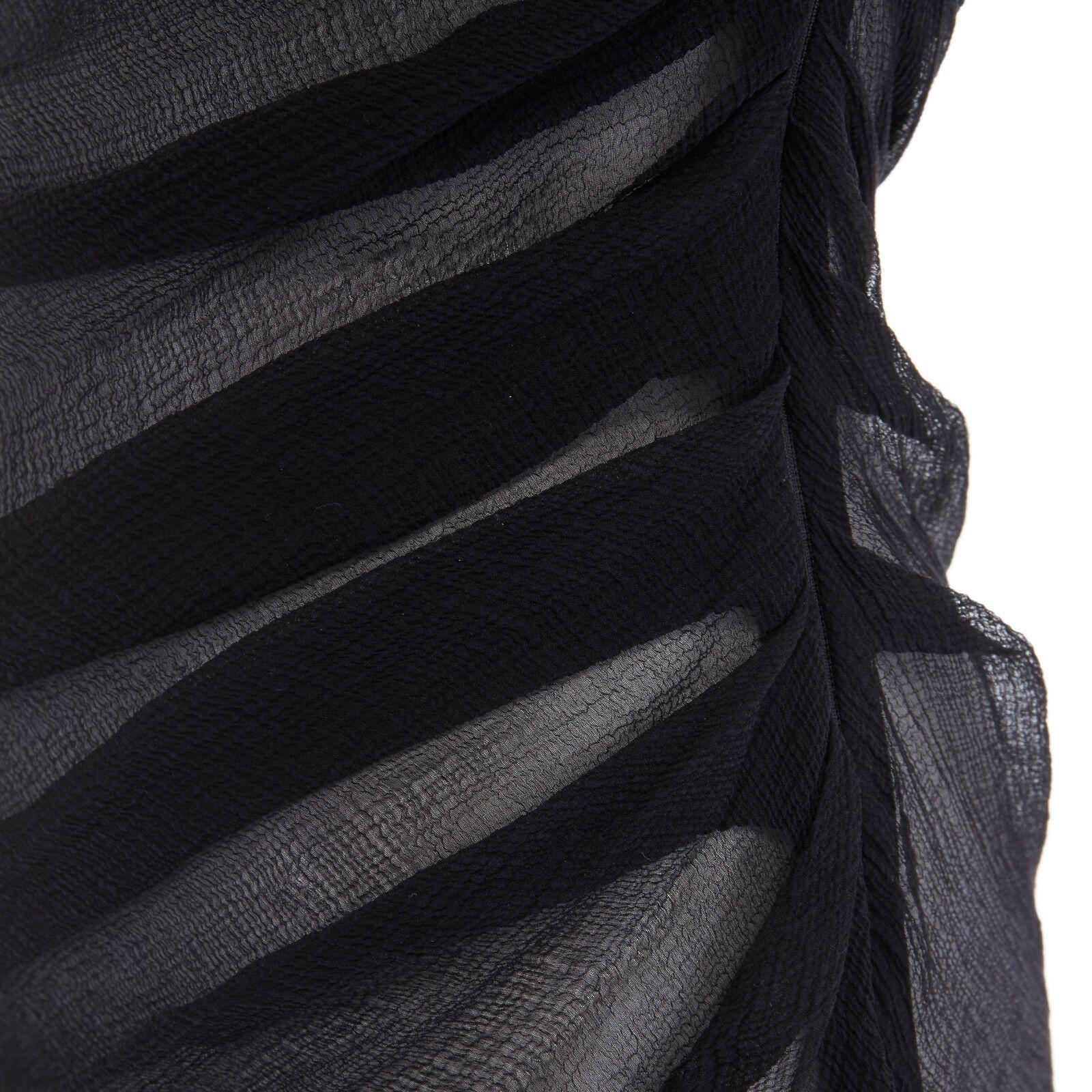 ALEXANDER MCQUEEN Vintage SS05 black drape silk bustier sheer top IT40 US2 UK8 S 3