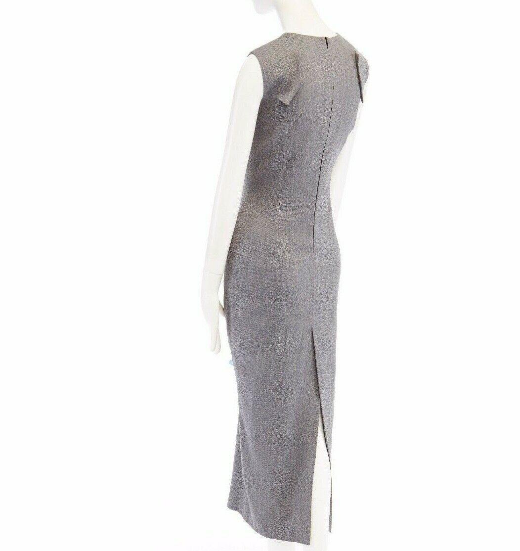 ALEXANDER MCQUEEN Vintage SS96 grey herringbone wool claw slashed dress IT46 L 1