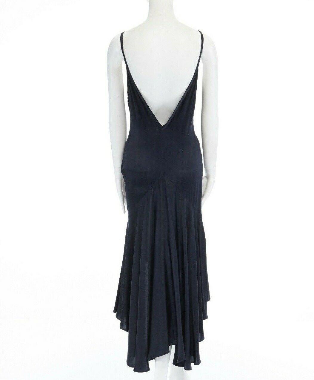 ALEXANDER MCQUEEN Vintage SS97 black sheer mesh bird silk dress M IT42 US6 1