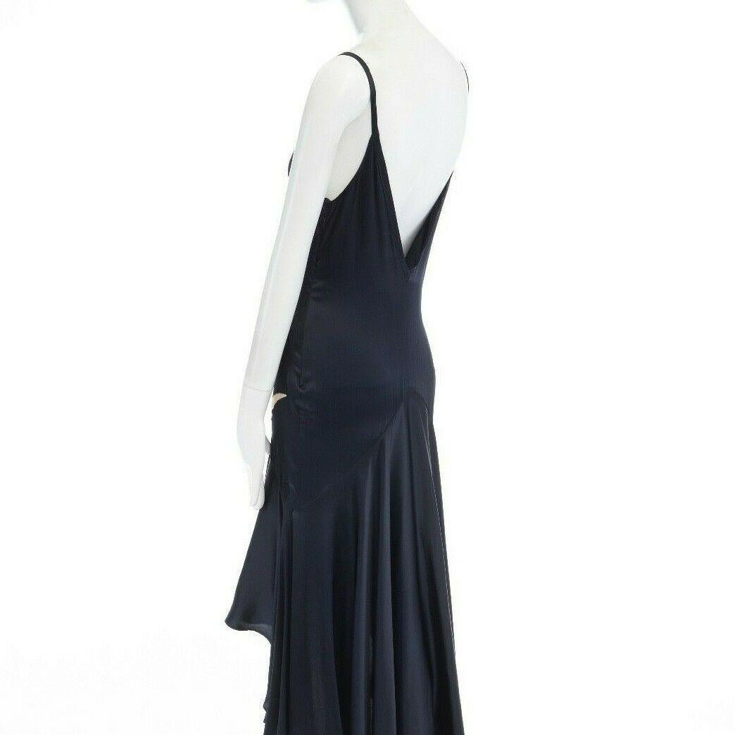 ALEXANDER MCQUEEN Vintage SS97 black sheer mesh bird silk dress M IT42 US6 2