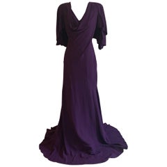 Alexander McQueen 2010 Violet Purple Cape Back Gown