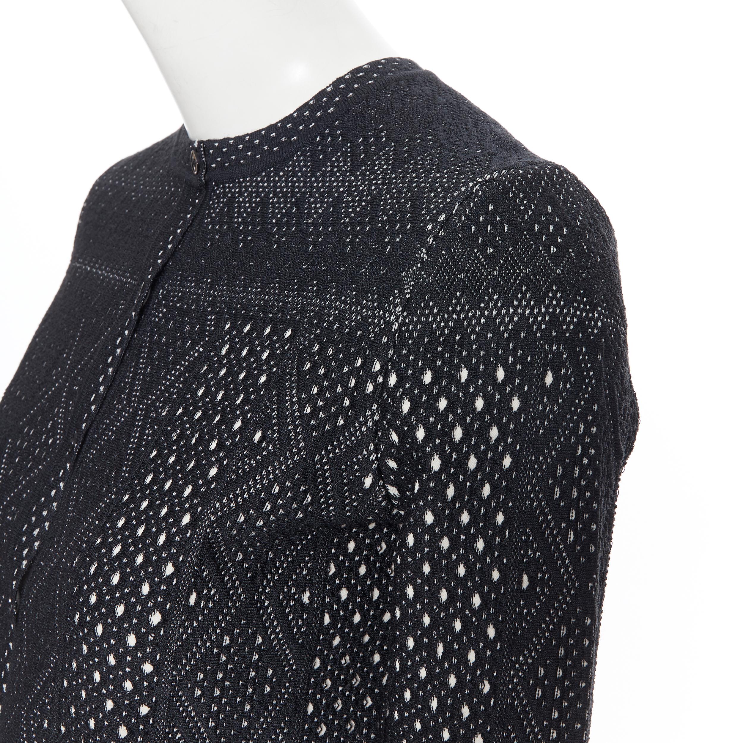 ALEXANDER MCQUEEN viscose silk black white jacquard knit scalloped cardigan XXS 3