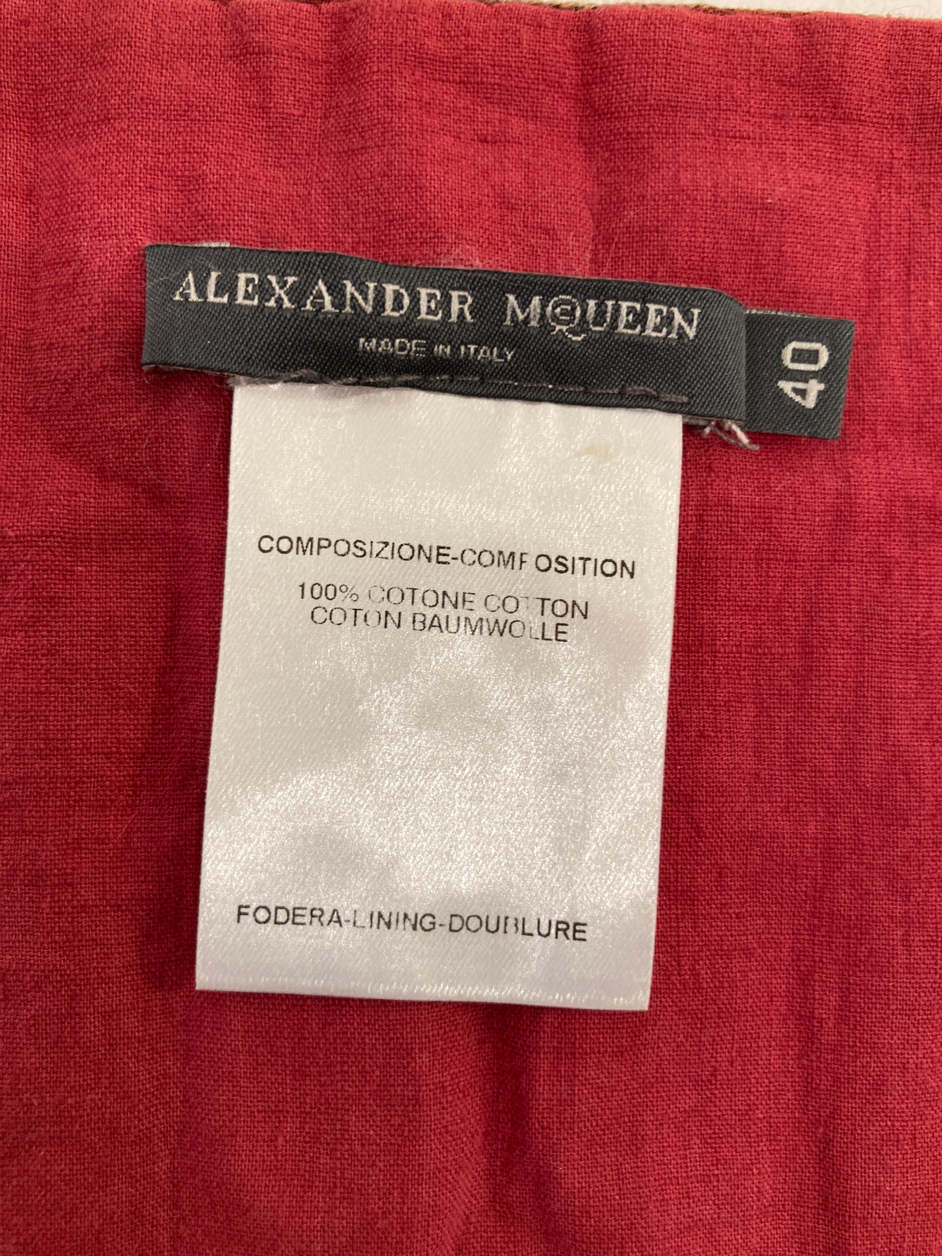 Ceinture Alexander McQueen en coton brodé d'inspiration indienne à la taille en vente 1