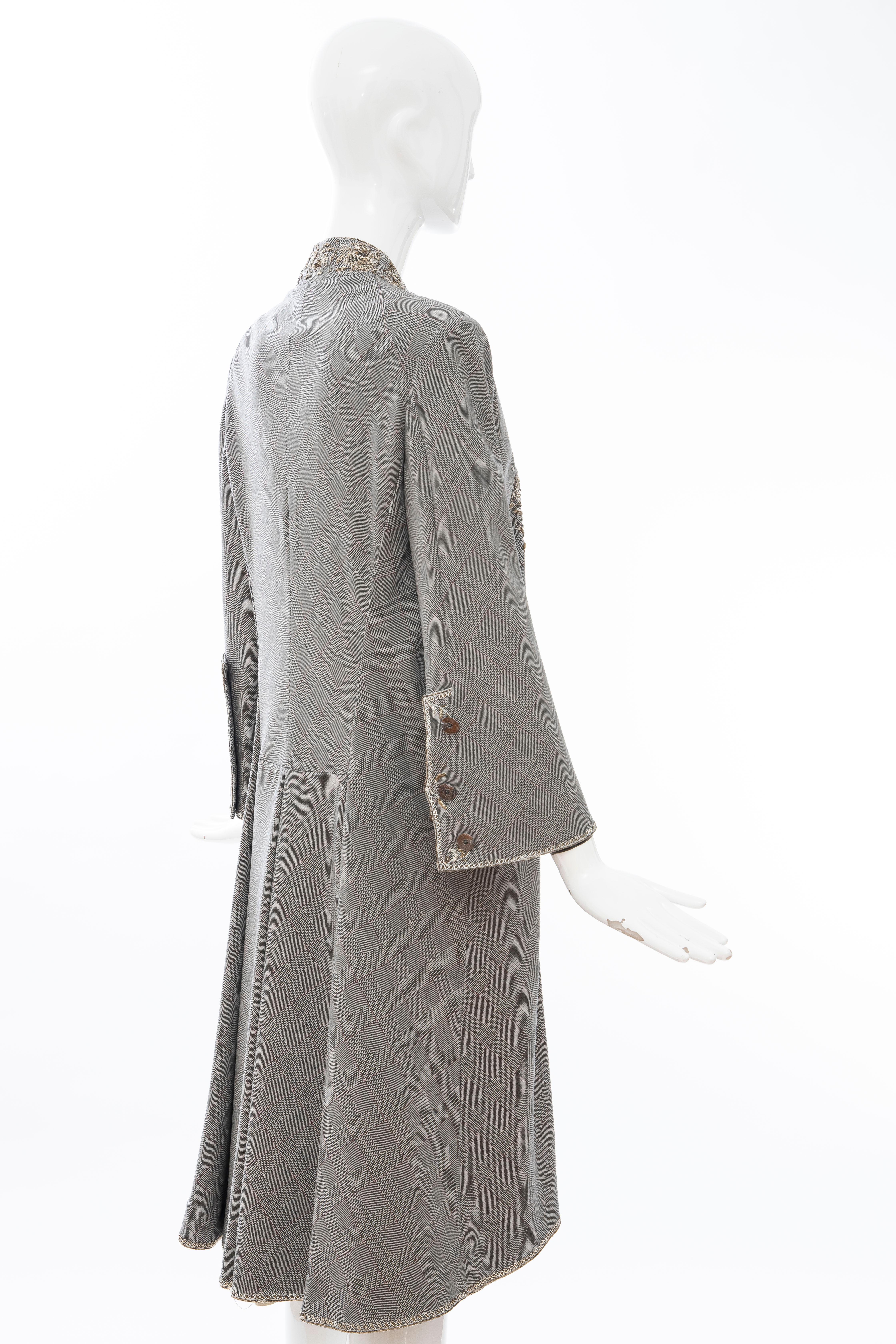 Alexander McQueen Wessex Glen Plaid Bullion Wire Embroidered Coat, Spring 2002 For Sale 2