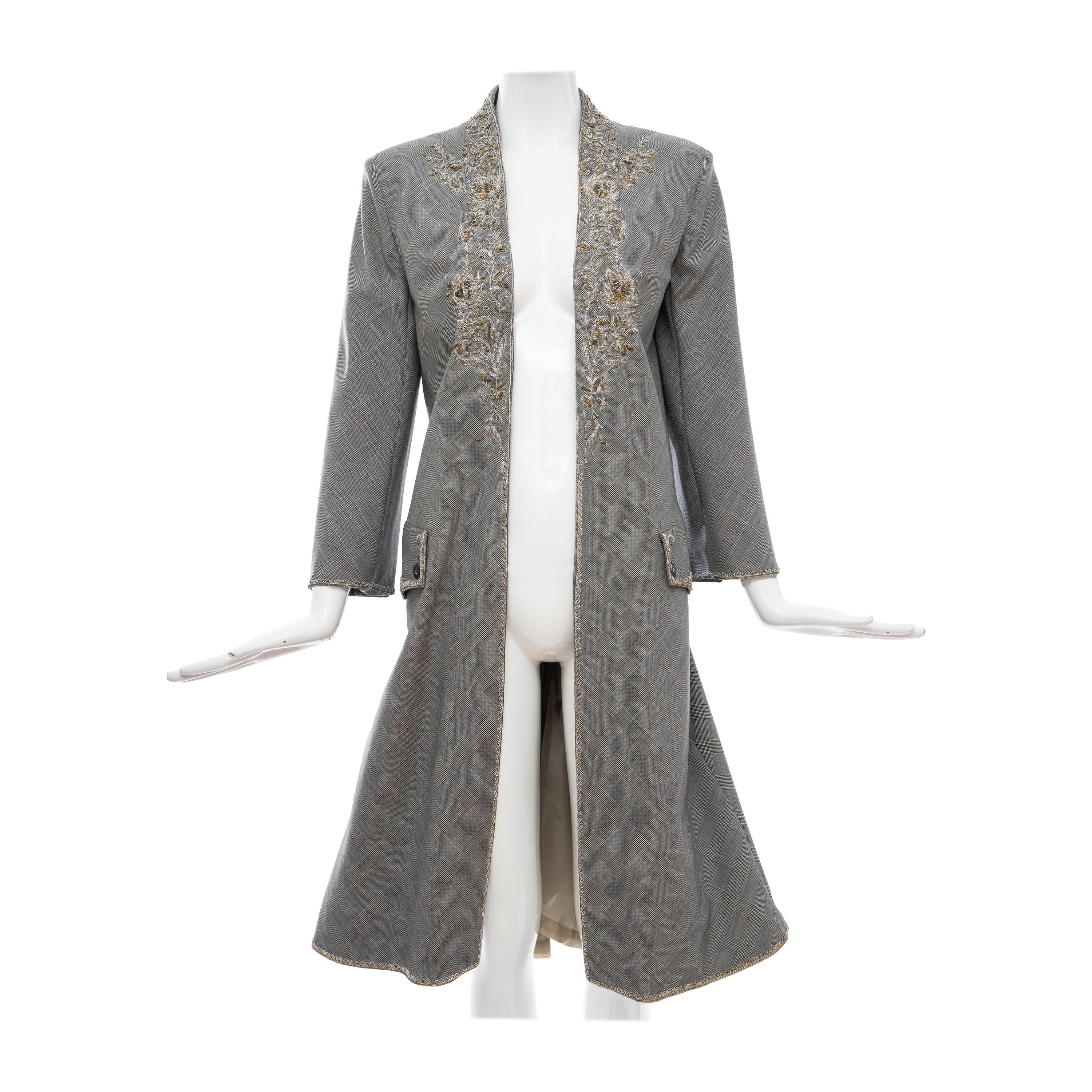 Alexander McQueen Wessex Glen Plaid Bullion Wire Embroidered Coat, Spring 2002 For Sale