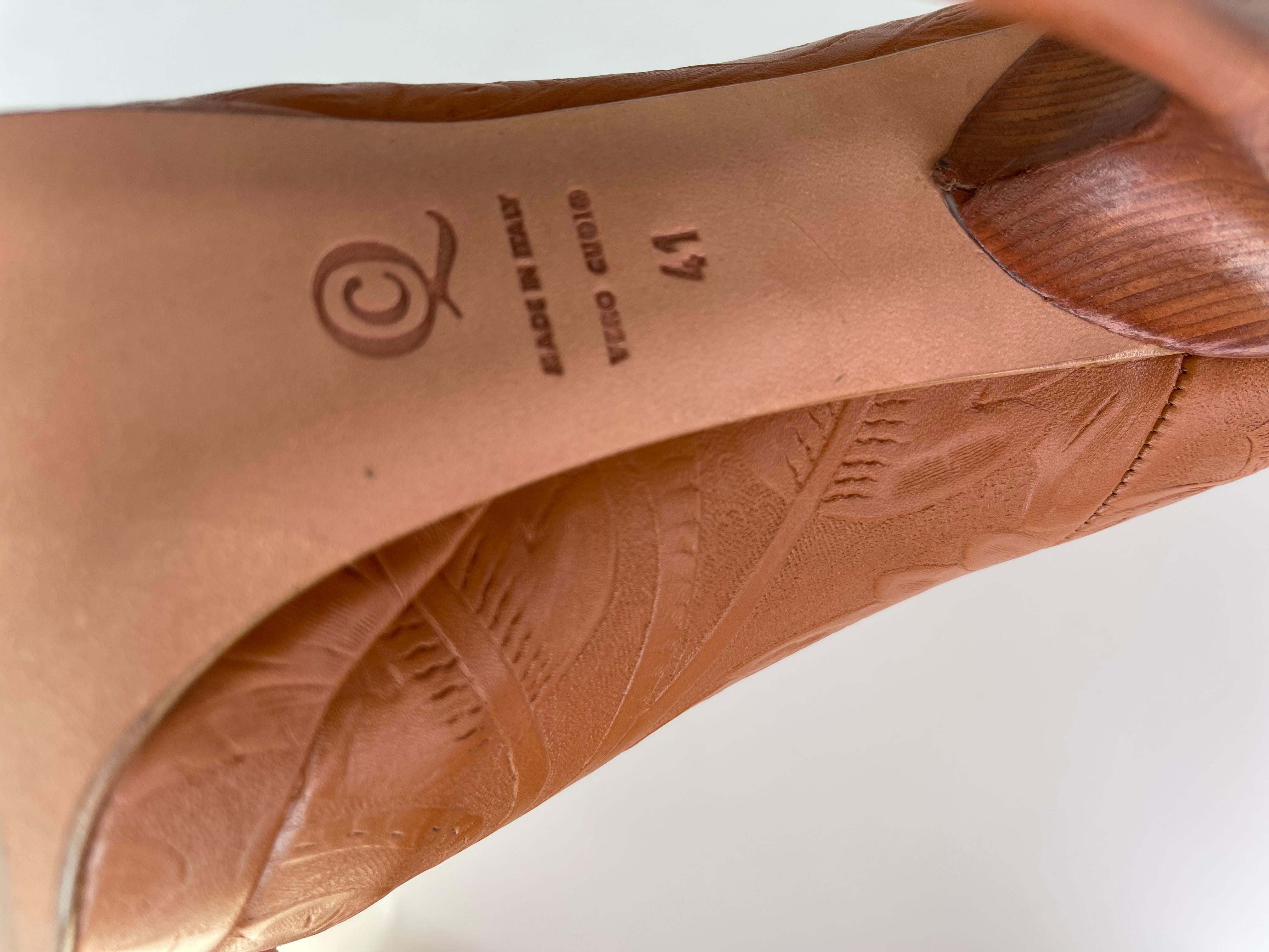 Brown Alexander McQueen Western Leather Bandolero Brandy Sandal Heel (41 EU) For Sale