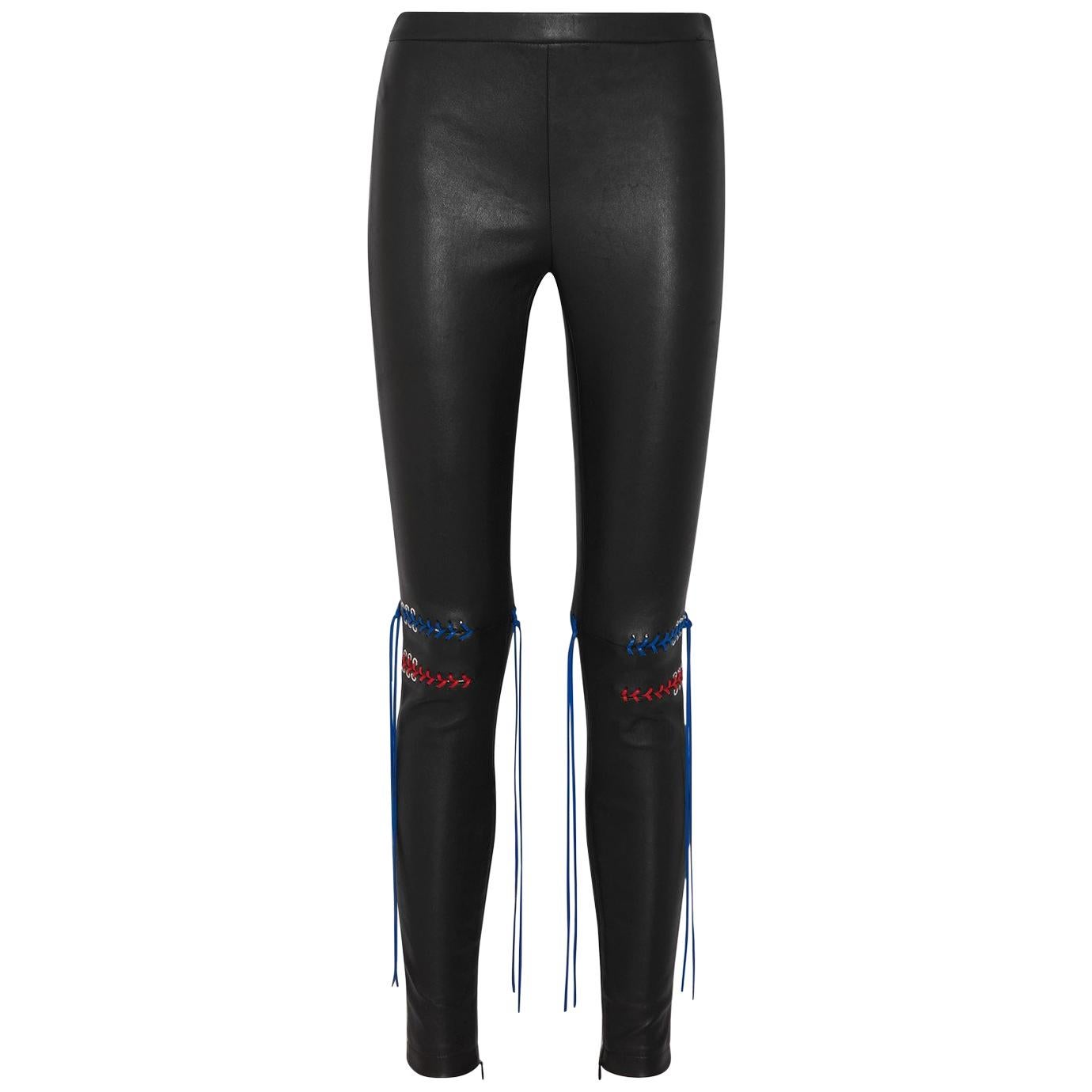 Alexander McQueen Whipstitched Stretch-Leather Leggings 