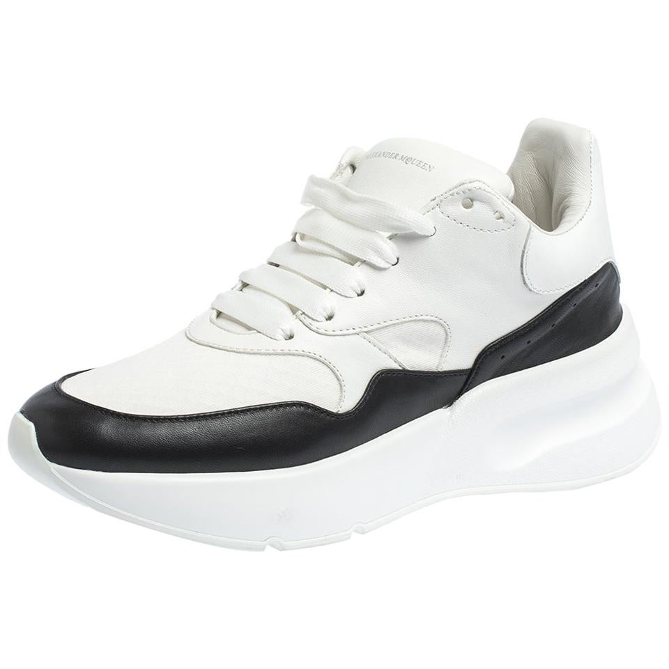 Alexander McQueen White/Black Leather And Mesh Oversized Runner Low Size 38.5
