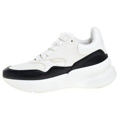 Used Alexander McQueen White/Black Leather Oversized  Low Top Sneakers  Size 35