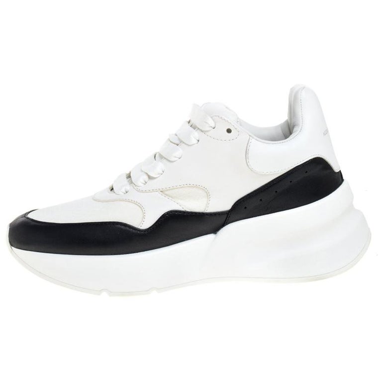 Alexander McQueen White/Black Leather Oversized Low Top Sneakers Size ...