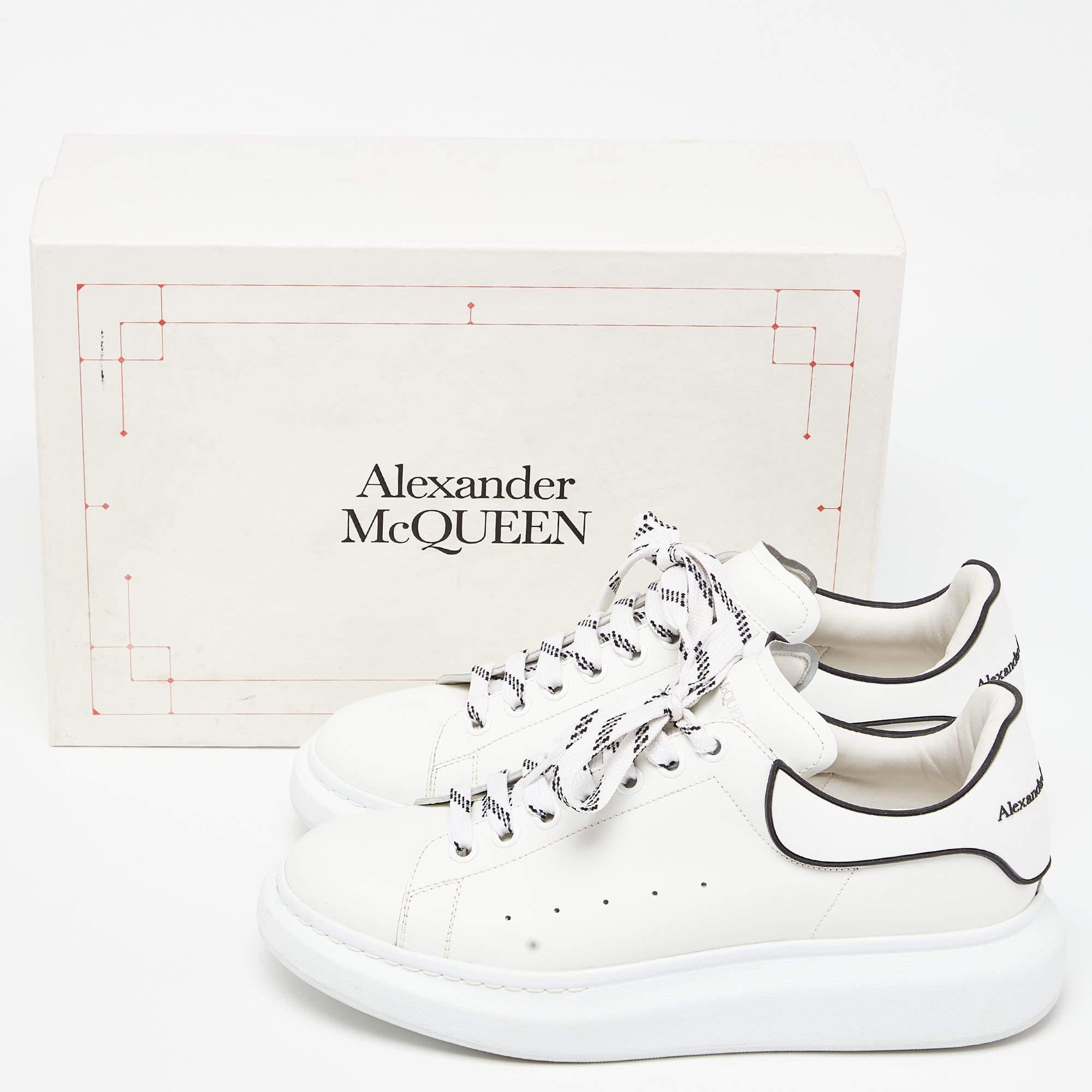 Gray Alexander McQueen White/Black Leather Oversized Sneakers Size 44