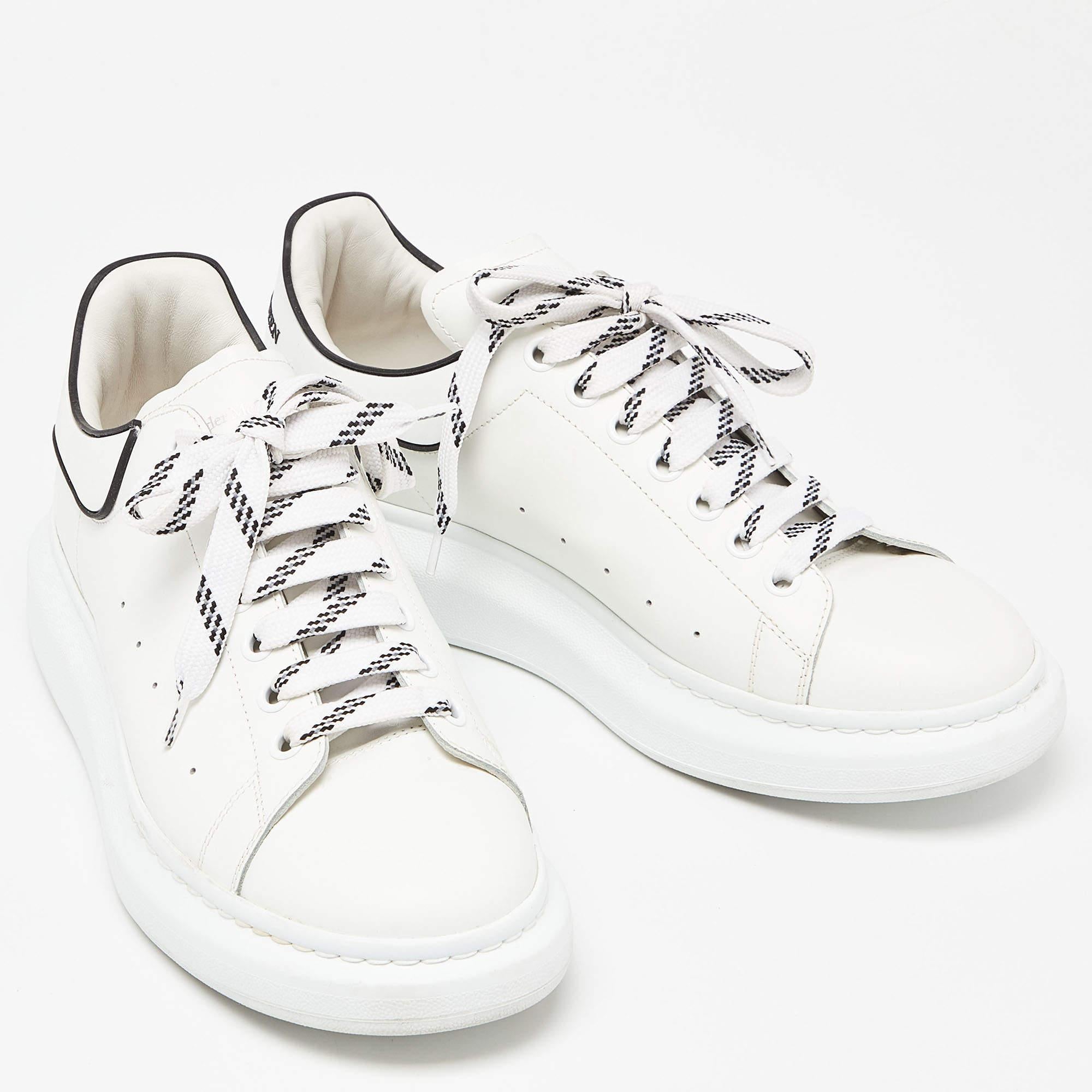 Alexander McQueen White/Black Leather Oversized Sneakers Size 44 1