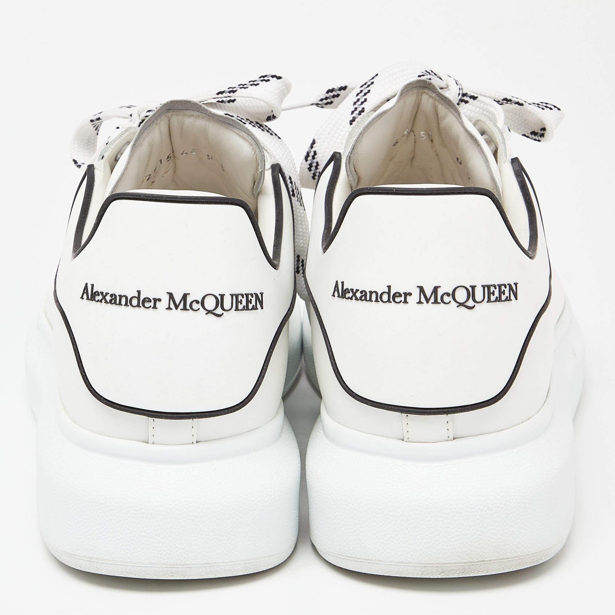 Alexander McQueen White/Black Leather Oversized Sneakers Size 44 2