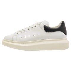 Used Alexander McQueen White/Black Leather Oversized Sneakers Size 44