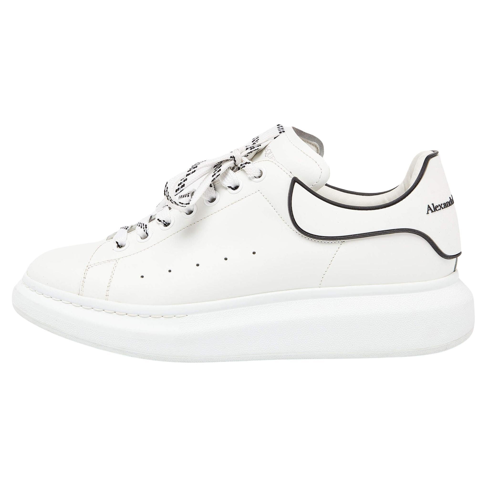 Alexander McQueen White/Black Leather Oversized Sneakers Size 44