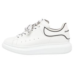 Used Alexander McQueen White/Black Leather Oversized Sneakers Size 44
