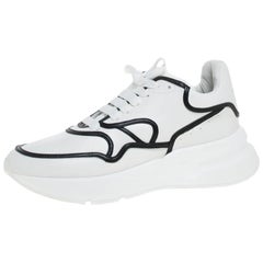 Alexander McQueen White/Black Trim Leather Oversized Runner Low Top Size 44