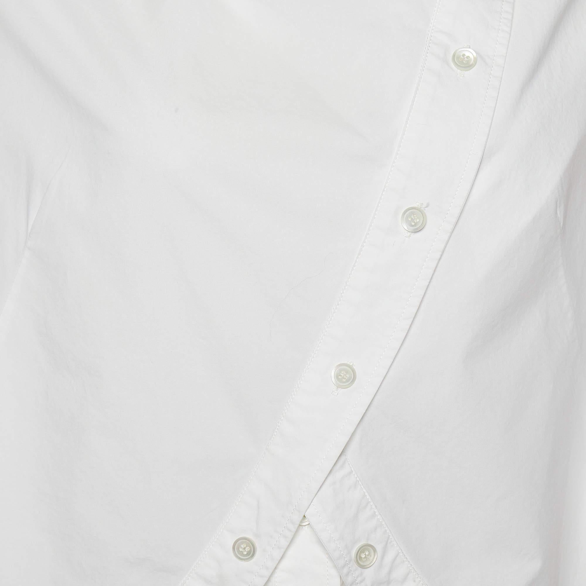 Alexander McQueen White Cotton Asymmetric Button Detail Oversized Shirt S In Good Condition In Dubai, Al Qouz 2