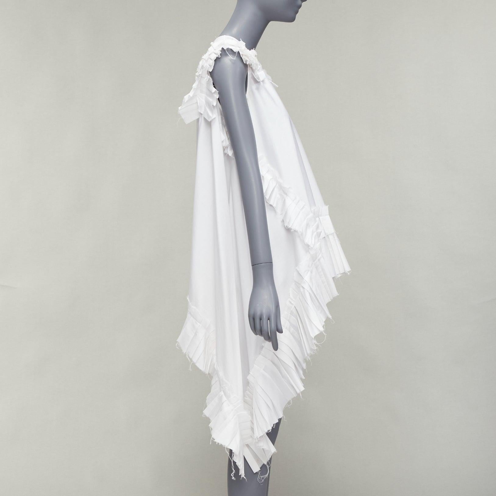 Women's ALEXANDER MCQUEEN white cotton asymmetric ruffle high low hem tunic top IT38 XS For Sale